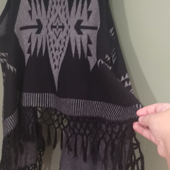 Jackson Rowe Boho Aztec Waterfall Lattice Fringe Open Knit Vest Sz S/M - Picture 5 of 9